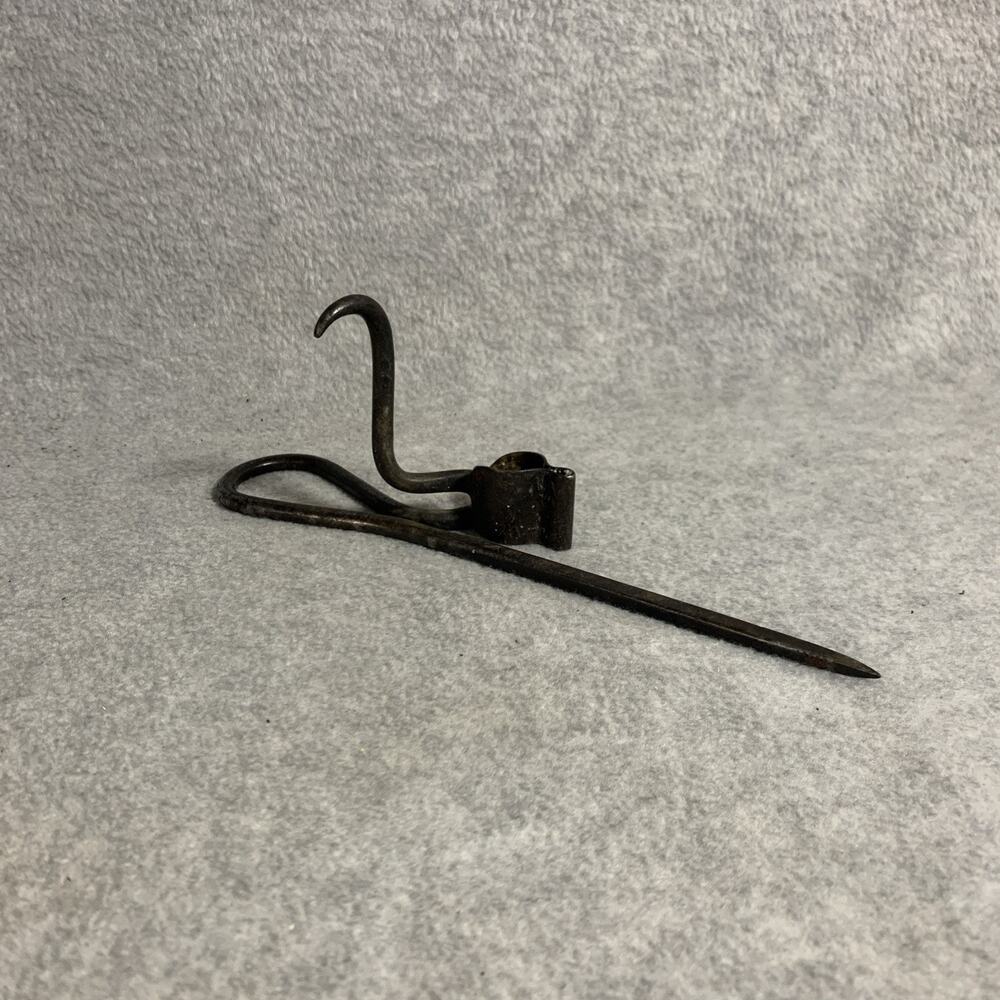 Antique Iron Coal Miner’s Candlestick Holder 19th Century Lamp